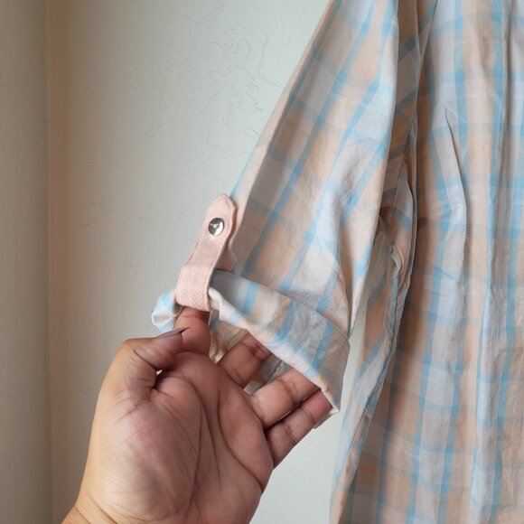 CJ Banks Plaid V-Neck Popover Blouse - Picture 10 of 10